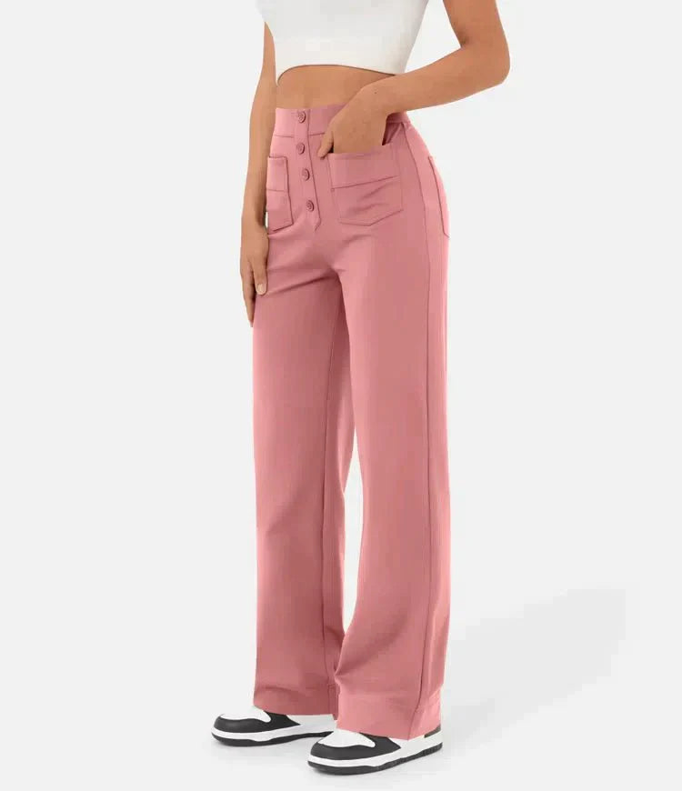 Lovellas - High-waisted elastische casual broek