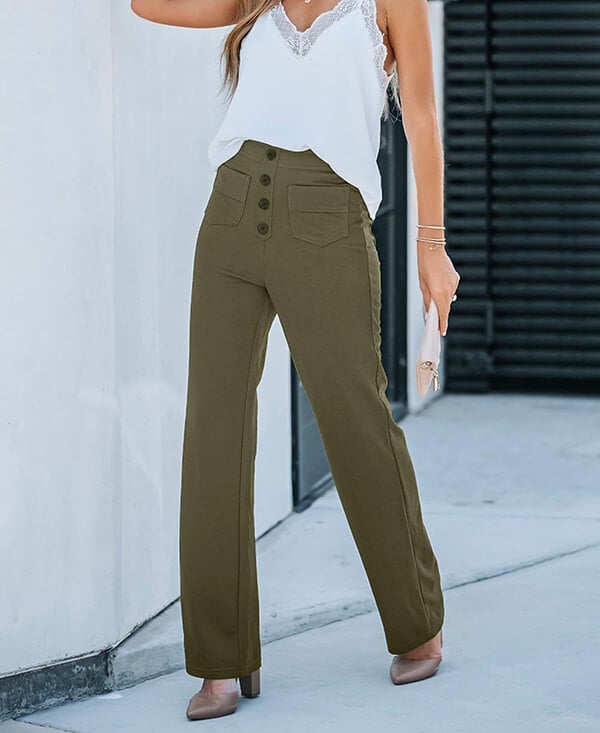 Lovellas - High-waisted elastische casual broek