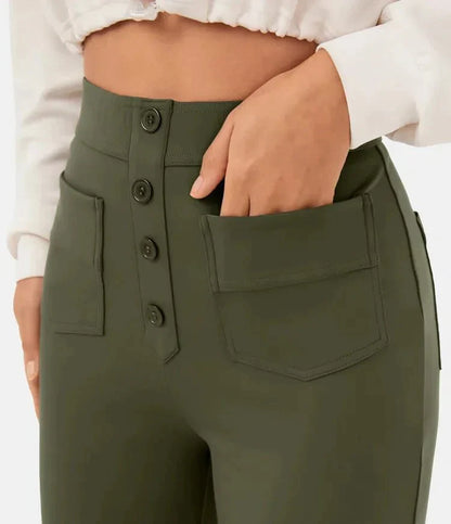 Lovellas - High-waisted elastische casual broek