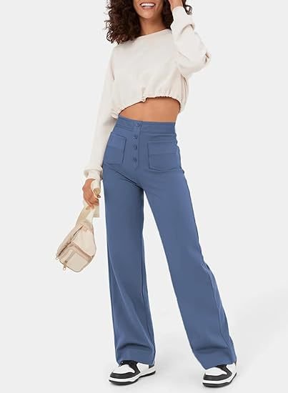 Lovellas - High-waisted elastische casual broek