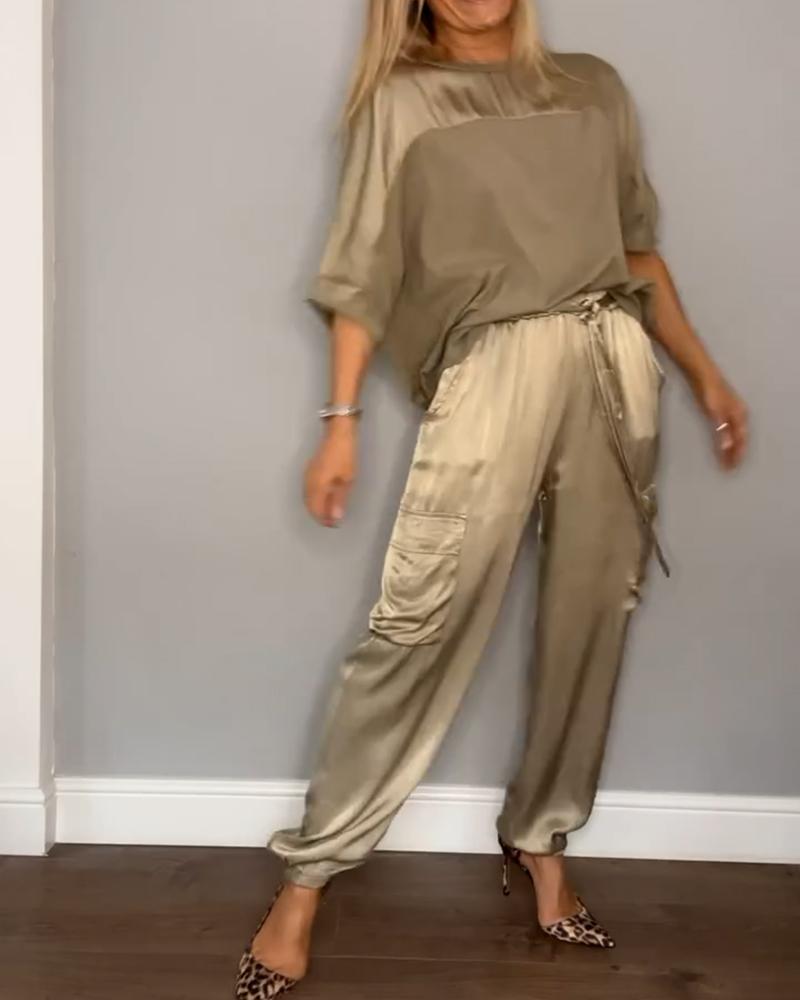 Lovellas - Stijlvolle casual satijnen set