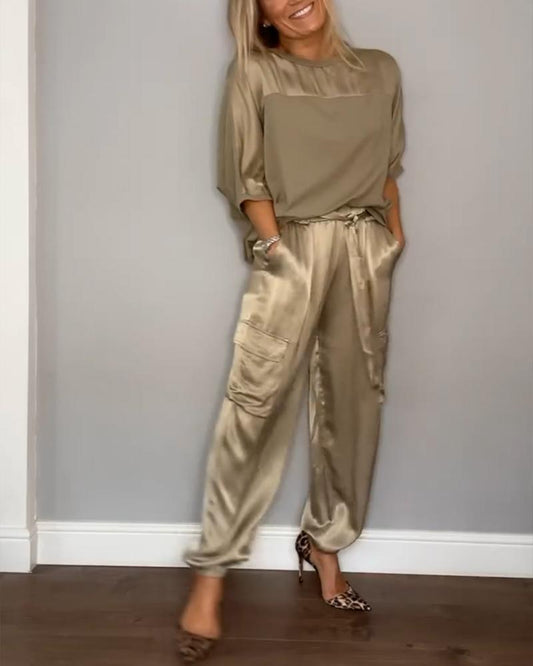 Lovellas - Stijlvolle casual satijnen set