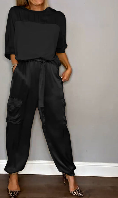 Lovellas - Stijlvolle casual satijnen set